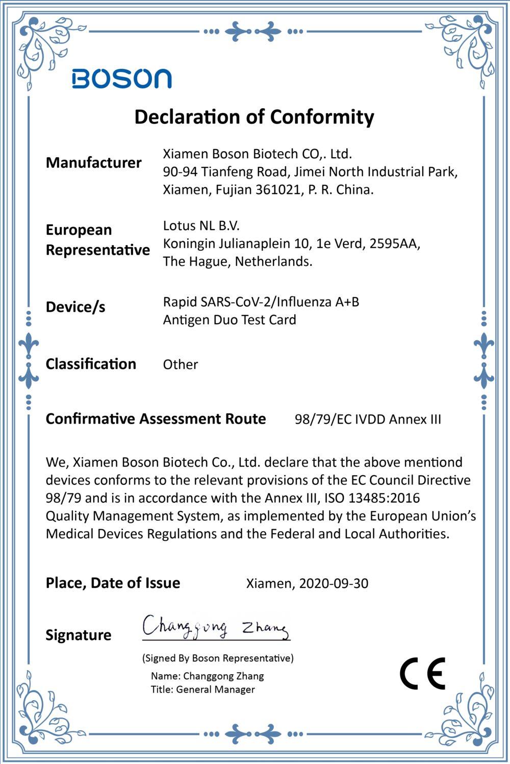 Boson Rapid Test SARS-Cov-2  & Influenza A+B & RSV Test με CE (Συσκευασία 1τμχ.) - Image 2